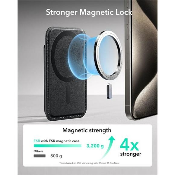 ESR MagSafe Wallet RFID Blocking Vegan Leather Magnetic Card Holder for iPhone - Picture 3 of 7